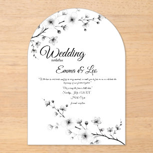 Elegante Kirschblüten-Bogen-Hochzeitseinladung Acryleinladungen