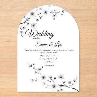 Elegante Kirschblüten-Bogen-Hochzeitseinladung Acryleinladungen