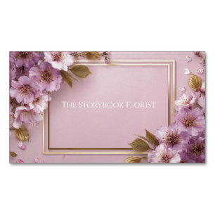 Elegante Kirschblüten Flieder Gold Rahmen Staubige Magnetische Visitenkarte