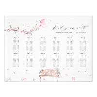 Elegante Kirschblüten-Hochzeit Sitzplan Poster