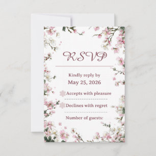 Elegante Kirschblüten-Hochzeits-RSVP-Karte RSVP Karte