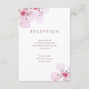 Elegante Kirschblüten-Hochzeitsempfang Begleitkarte