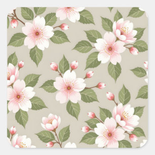 Elegante Kirschblüten nahtloses Muster Quadratischer Aufkleber