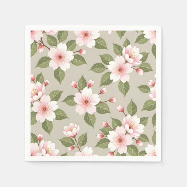 Elegante Kirschblüten nahtloses Muster Serviette (Vorderseite)