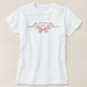Elegante Kirschblüten-Sakura mit rosa Schleife T-Shirt