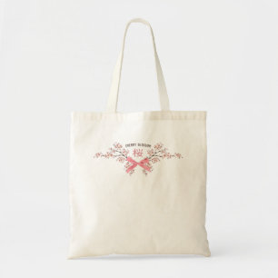 Elegante Kirschblüten-Sakura mit rosa Schleife Tragetasche