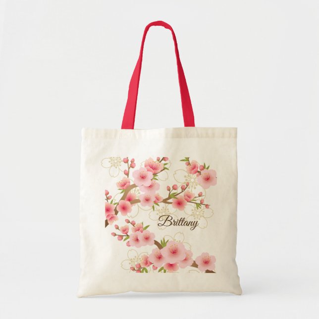 Elegante Kirschblüten Tragetasche (Vorne)