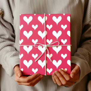 Elegante Kirsche Vintage Weißes Herz Geschenkpapier