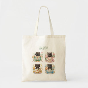 Elegante Kittens in Teacup - Tasche mit Name