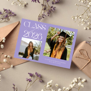 Elegante Klasse 2026 Typografie Abschlussfoto Lila Ankündigung