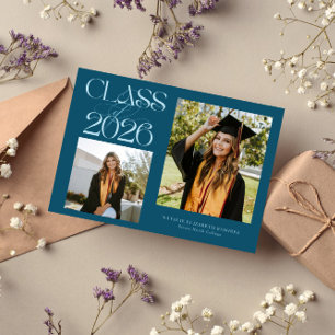 Elegante Klasse 2026 Typografie Abschlussfoto Teal Ankündigung