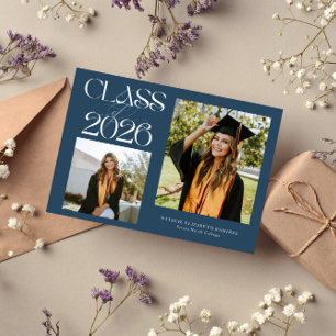 Elegante Klasse 2026 Typografie Grad Navy Blau Ankündigung