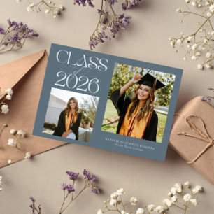 Elegante Klasse 2026 Typografie Grad Schieferblau Ankündigung