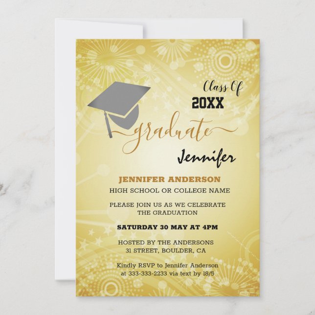 Elegante Klasse 20XX, Foto, Topper-Abschluss Einladung (Vorderseite)