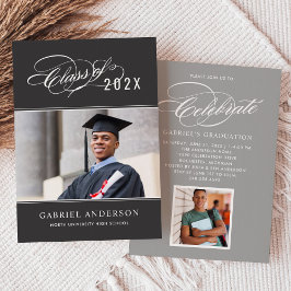 Elegante Klasse der Gray Foto Graduation Party 202 Einladung