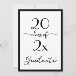 Elegante Klasse der Schwarz-weißen Graduationspart Einladung