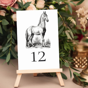 Elegante Klasse Formale Pferd Reitsport Hochzeit Tischnummer