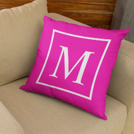 Elegante Klasse Fuchsia Anpassen Monogramm Kissen