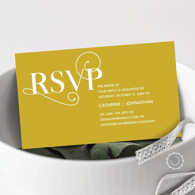 Elegante Klasse, Gold Script, UAWG Response Begleitkarte (Elegant Classy, Invitation RSVP respond Enclosure Card, in Classy Gold themed)