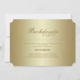 Elegante Klasse Gold - Ticket Bachelorette Einladung