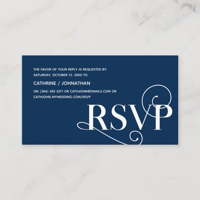 Elegante Klasse, Navy Blue Script, UAWG Response Begleitkarte (Vorderseite)