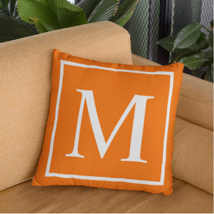 Elegante Klasse Orange Anpassen Monogramm Kissen