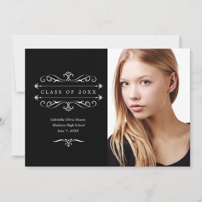 Elegante Klasse von 20XX | Schwarz Ankündigung (Vorderseite)