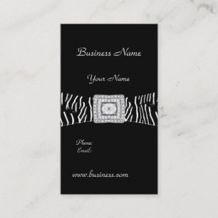 Elegante klassige schwarze Zebra-Tier-Diamant Visitenkarte