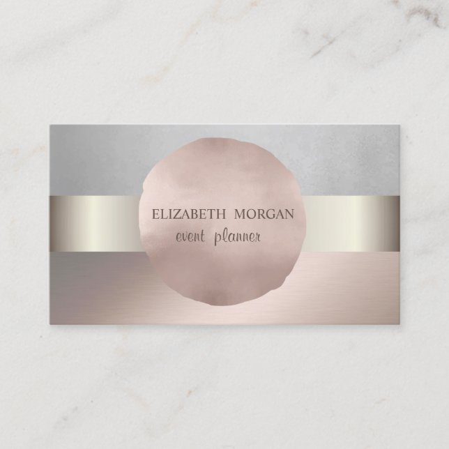 Elegante Klassik modern,Silber,Rose Gold Visitenkarte (Vorderseite)
