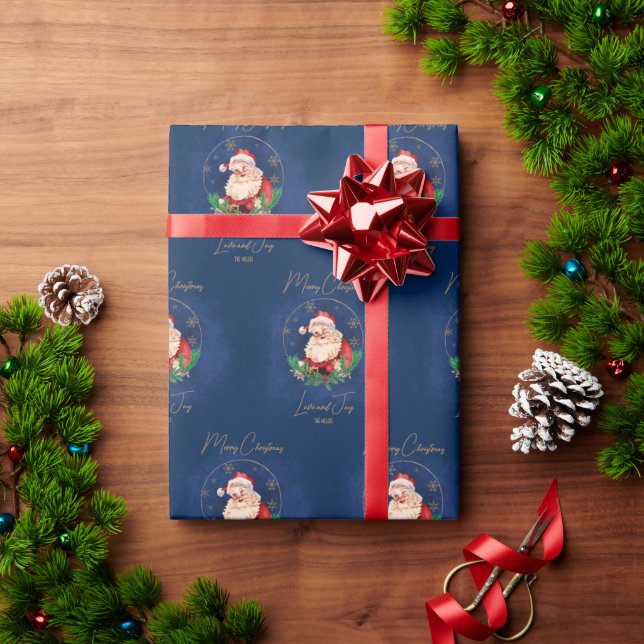 Elegante Klassik Vintag Blue Weihnachten Geschenkpapier (Feiertagsgeschenk)