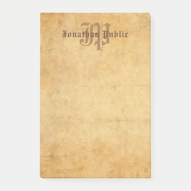 Elegante, klassisch gezeichnete Monogramm-Vorlage Post-it Klebezettel (Vorderseite)