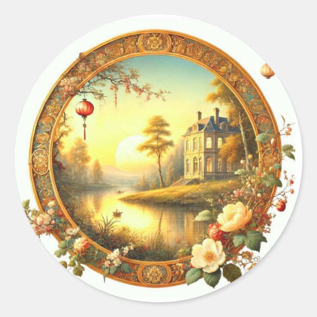 Elegante klassische Ästhetik - Zeitlose Schönheit  Runder Aufkleber (Vorderseite)