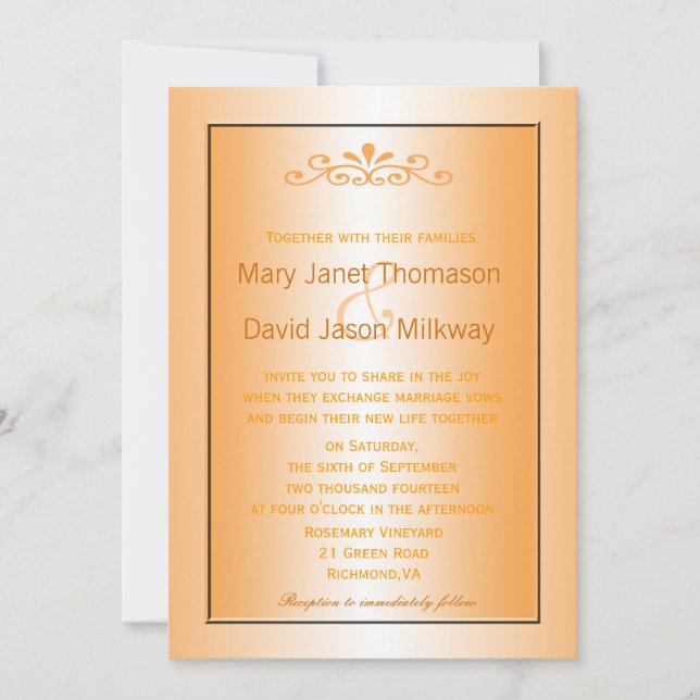 Elegante, klassische Blätter im Fall gelb Einladung (Vorderseite)