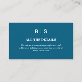 Elegante klassische blaue Monogramm-Beilagekarte Begleitkarte