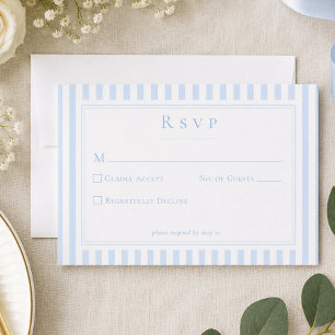 Elegante klassische blaue Streifen-Hochzeit RSVP Karte