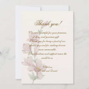 Elegante klassische Blumenhochzeit Danke Karte