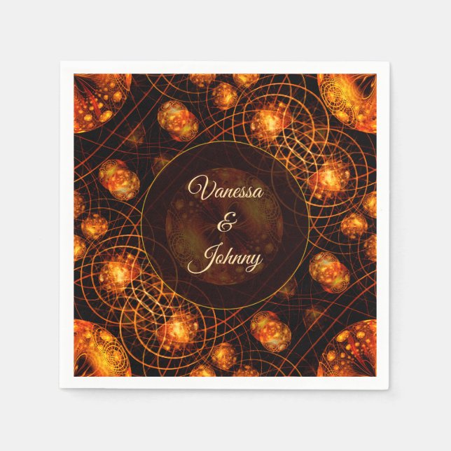 Elegante klassische Boho moderne Gold #901 Hochzei Serviette (Vorderseite)