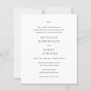 Elegante klassische Budget-Hochzeitseinladung