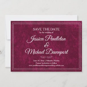 Elegante klassische burgunderrote Beeren-Hochzeit- Save The Date