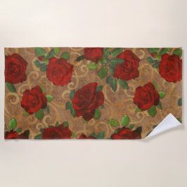 Elegante, klassische Damaske Vintage Chic Taupe Ro Strandtuch