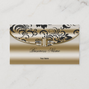 Elegante klassische Damast-Sepia-Gold-Metall-Optik Visitenkarte