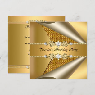 Elegante klassische Damen-Gold-Geburtstagsfeier Einladung