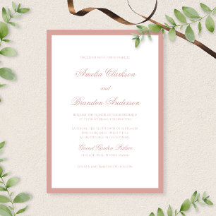 Elegante klassische Dusty Rose-Rand-Script-Hochzei Einladung