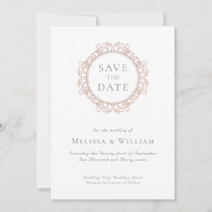 Elegante klassische Elfenbeinhochzeit Save The Date