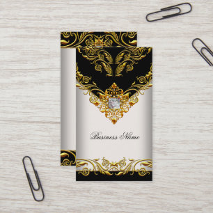 Elegante Klassische Elite Gold Creme Schwarz auf G Visitenkarte