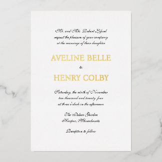 Elegante klassische feierliche Hochzeit Folieneinladung