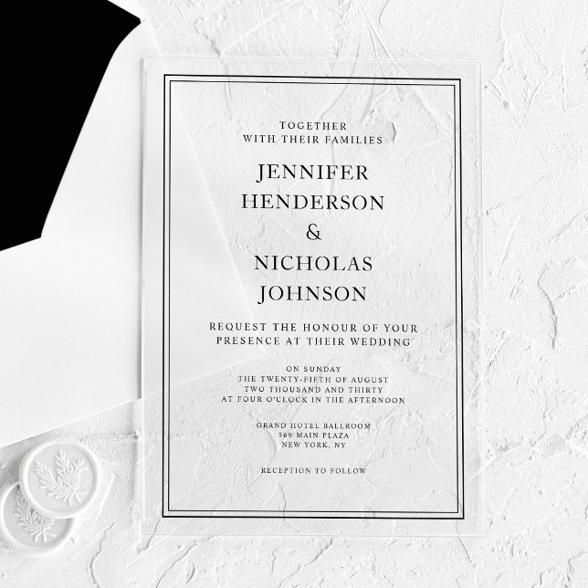 Elegante klassische formale Schwarz-Weiß-Hochzeit Acryleinladungen (Elegant Classic Formal Black And White Wedding Acrylic Invitations)