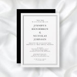Elegante klassische formale Schwarz-weiße virtuell Einladung<br><div class="desc">Elegante klassische formelle Schwarz-weiße virtuelle Hochzeitseinladung</div>