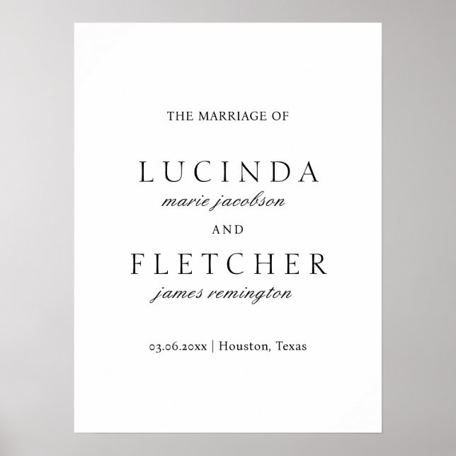 Elegante klassische formelle Hochzeit Poster (Vorne)