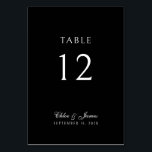 Elegante klassische formelle schwarze Namen Hochze Tischnummer<br><div class="desc">Elegante Classic Formal Black Names Wedding Tischnummer Cards</div>